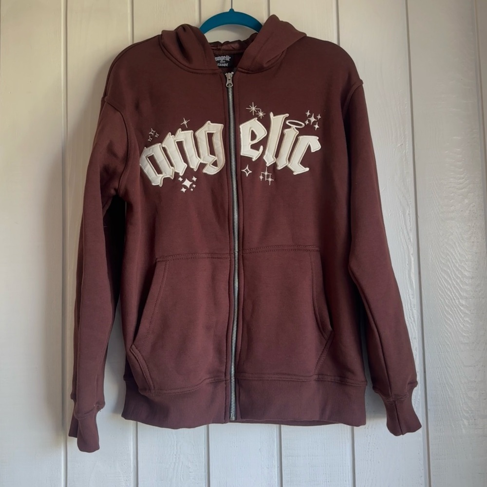 Angelic Motion Mocha Zip Up Hoodie